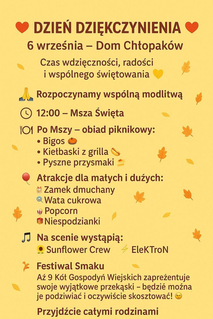 Dzień Dziękczynienia Broniszewice - plakat