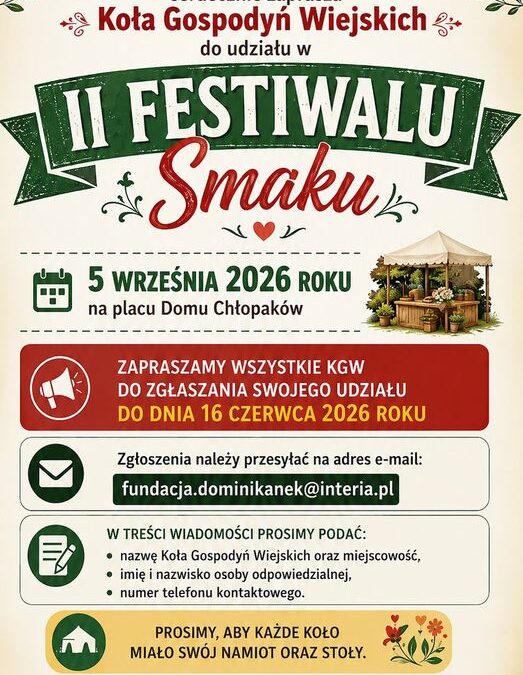 Zapraszamy Koła Gospodyń Wiejskich na&nbsp;II&nbsp;Festiwal Smaku!